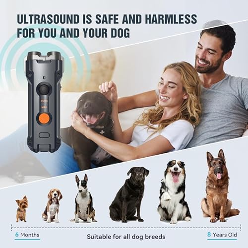 Anti Bell Gerät für Hunde, Antibell Ultraschall Gerät mit Stroboskop Taschenlampe Hundebell Kontrollgeräte Tragbar Stopp Hundebell Wiederaufladbares Anti Bellen Gerät für Kleine Mittel Große Hunde