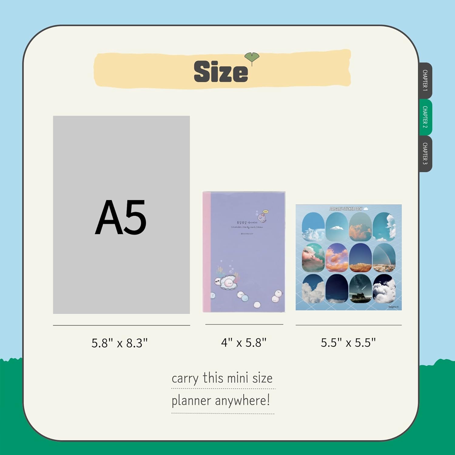 Kawaii Mini Korean Weekly Undated Planner + 1 dalgaru sticker sheet - 128 pages, Soft PVC Cover Cute Small stationery for school, academic, teens, women, girls (Carrot Cake (Yellow)) - Image 3