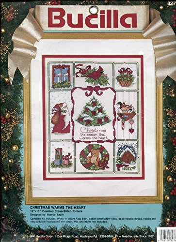 Kit broderie point de croix Bucilla Noël réchauffe le cœur pour tableau fait main