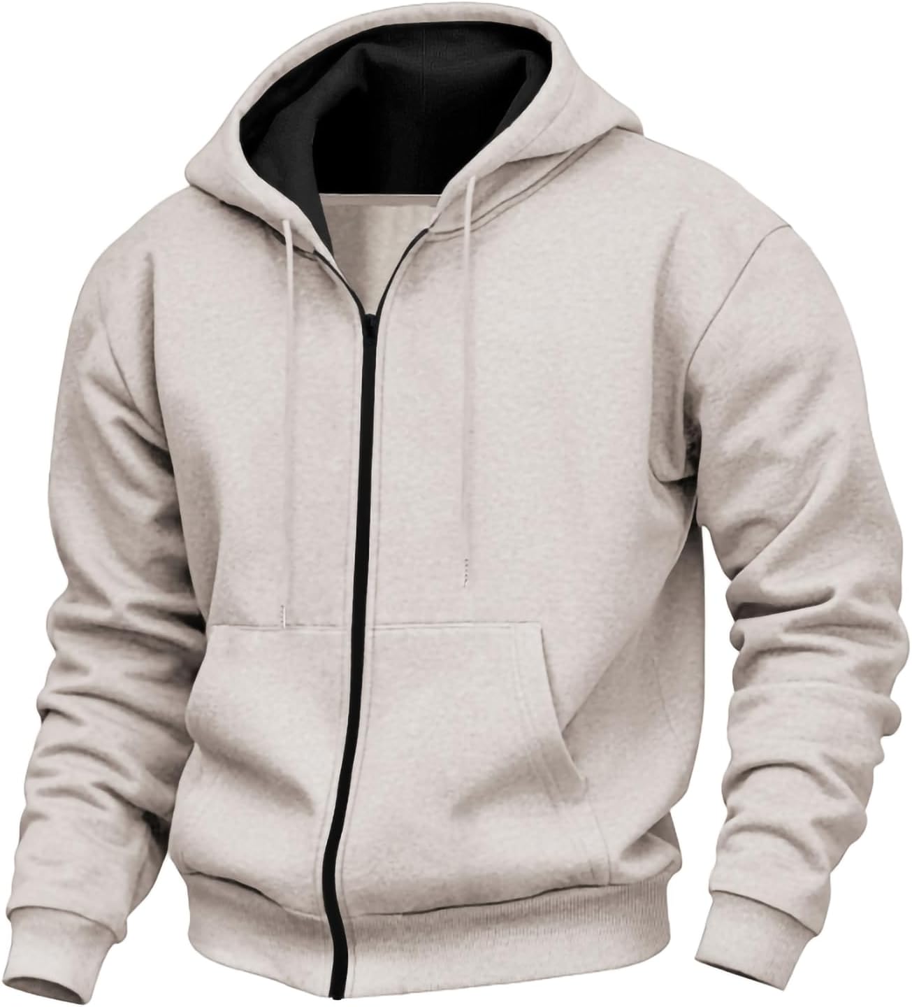 Full Zip Mens Hoodies Big and Tall Long Sleeve Fall Warm Comfy Casual Weekend Relax...