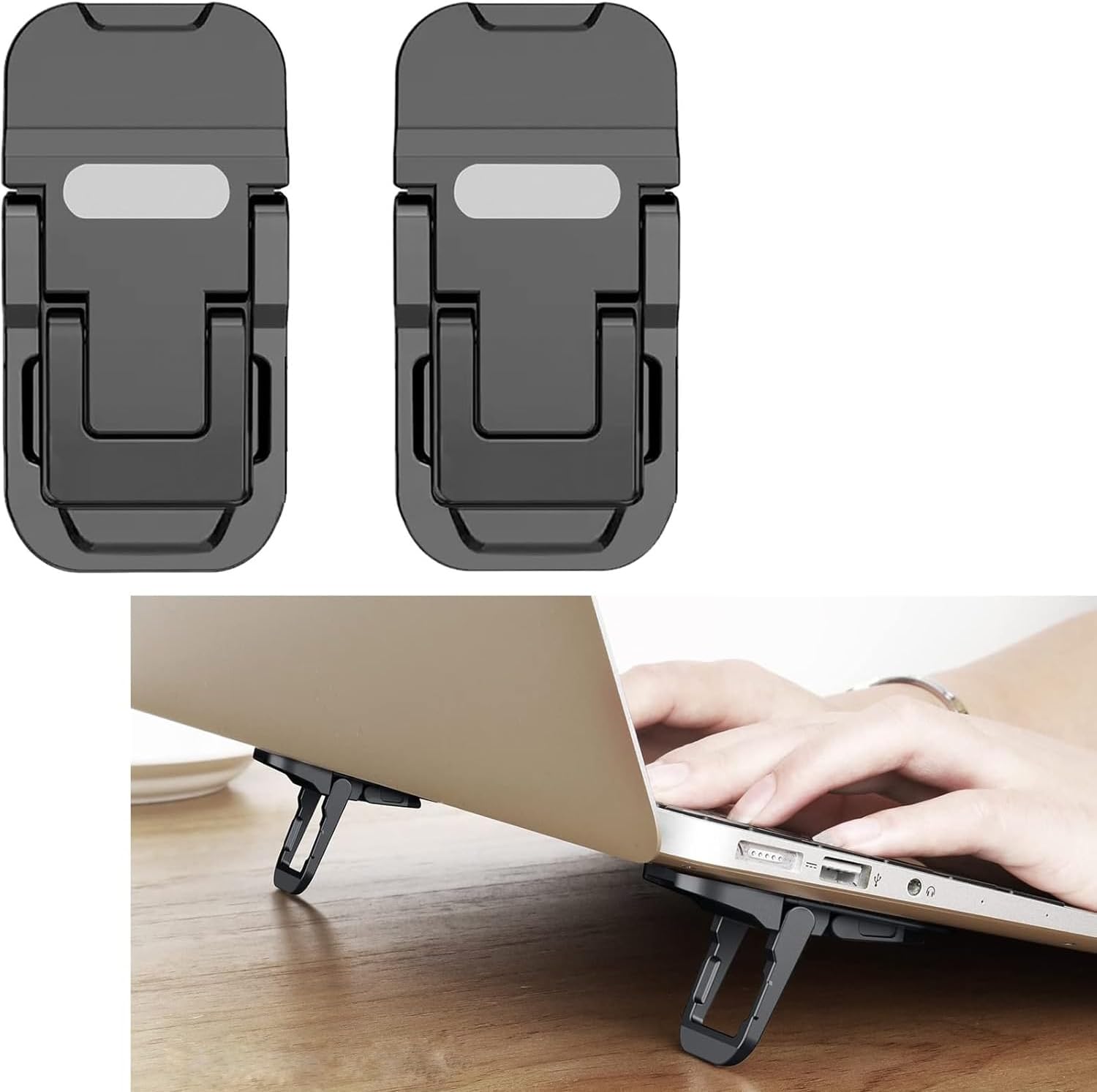 Portable Laptop Stand with 3 Adjustable Angles Zinc Alloy Anti-Slip Keyboard Riser Suitable for 10-17 Inches Laptops, Black