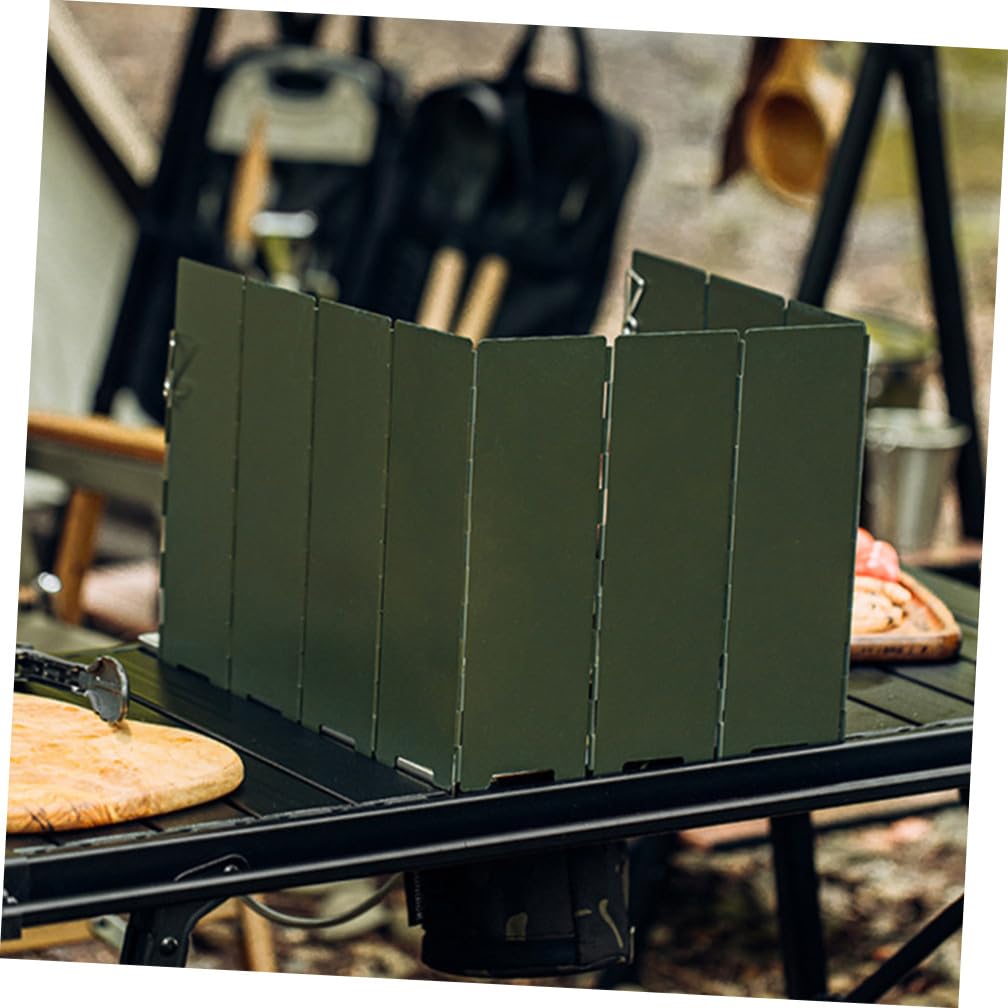 Abaodam Paravento Pieghevole per Fornello a Gas, Ferro Verde, Antivento, Superficie Liscia, per Campeggio e Cucina All'aperto