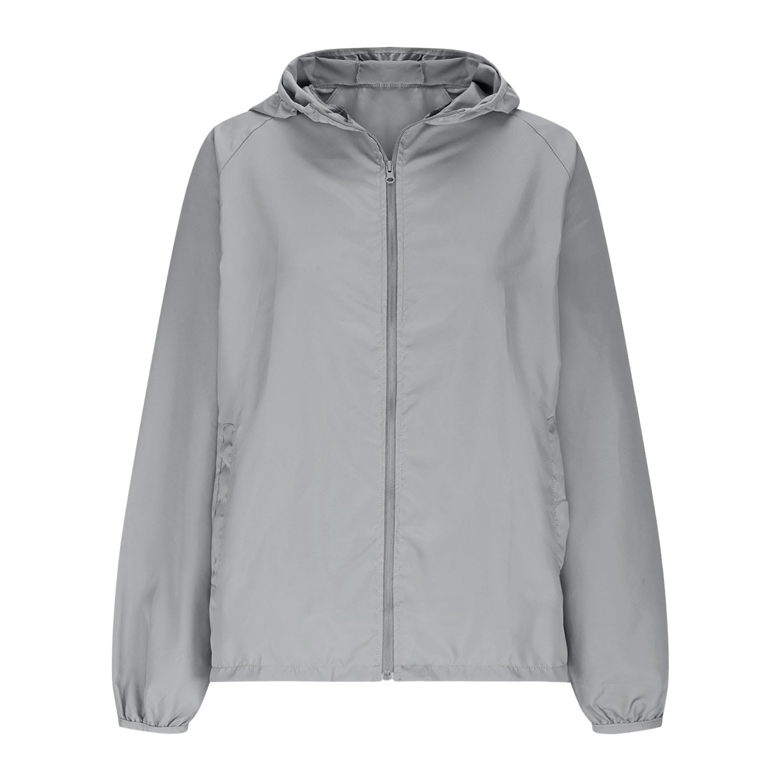 Sun Protection Jacket - Women Running Cycling Casual Tops Outdoor Sport UPF 50+ Long Sleeve Hoodie Shirts(Gray,Medium)