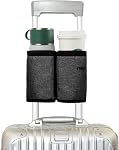 riemot Luggage Travel Cup Holder Free Hand Drink Carrier, Hold Two Coffee Mugs - Fits Roll on Suitcase Handles - Gifts for Flight Attendants Traveler Accessories Grey