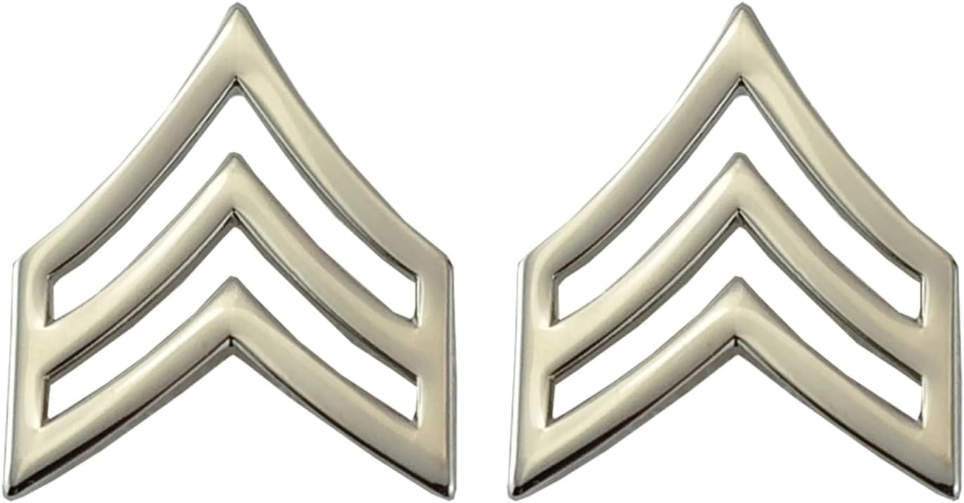 Hero's Pride Rank Insignia, 3 Stripe SGT Chevrons, Clutch Backs, 3/4" Wide, Pack of 2