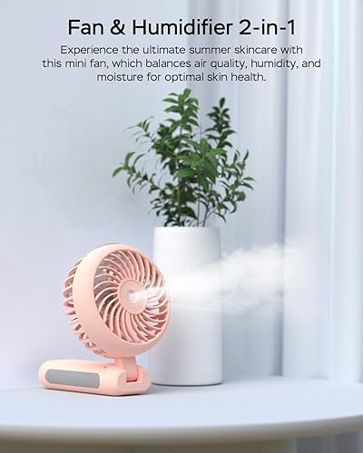 Miniatura 3 de RNKRUN Ventilador de nebulización portátil de mano, 4000 mAh USB recargable personal Mister ventilador plegable con pilas, ventilador de niebla de