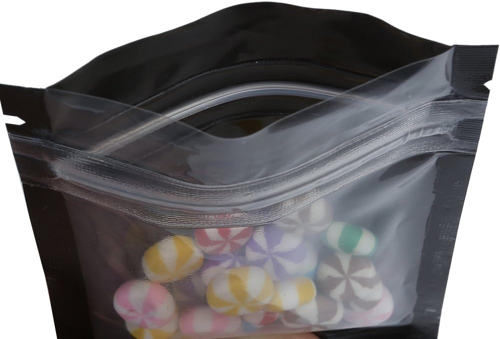 QQ Studio 100 Clear/Colored Poly Zipper Seal Bags w/Tear Notch 6.5x9cm (2.5x3.5") (Black) image 3