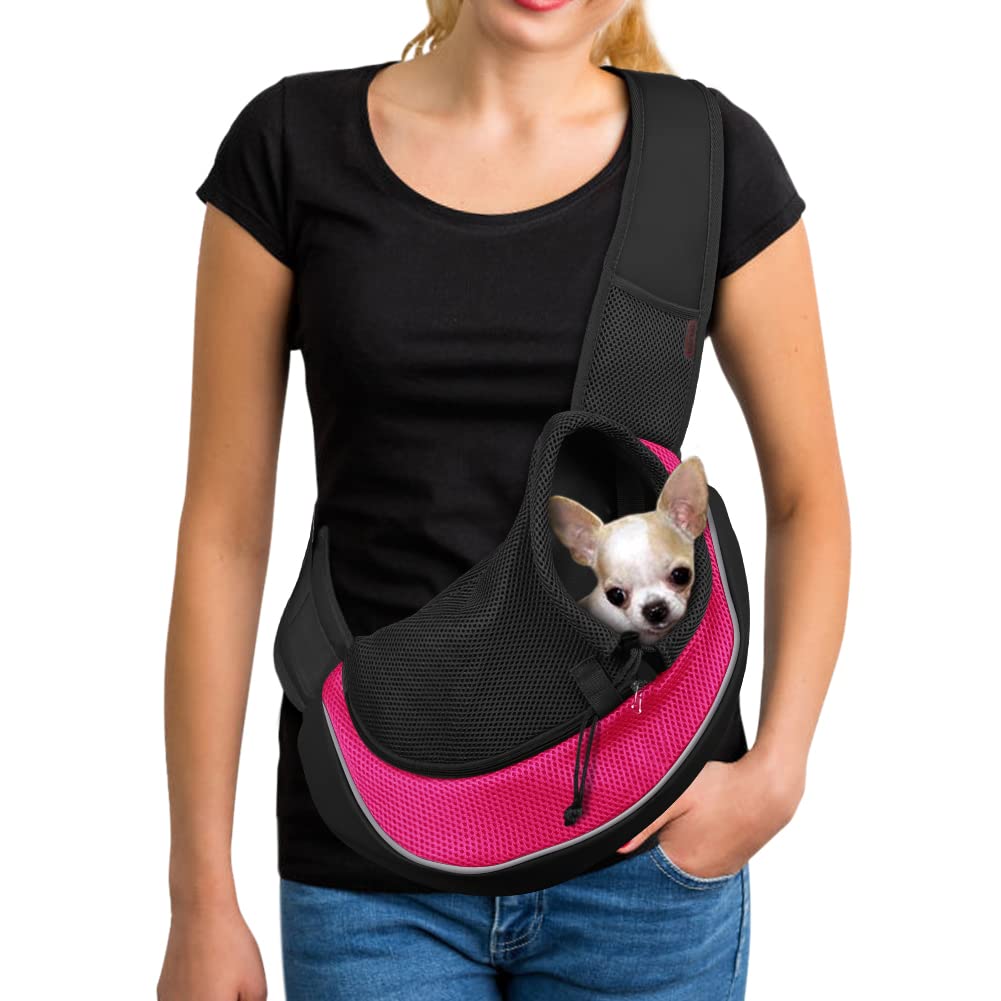 YUDODO Pet Dog Sling Carrier Breathable Mesh Travel Safe Sling Bag Carrier for Dogs Cats