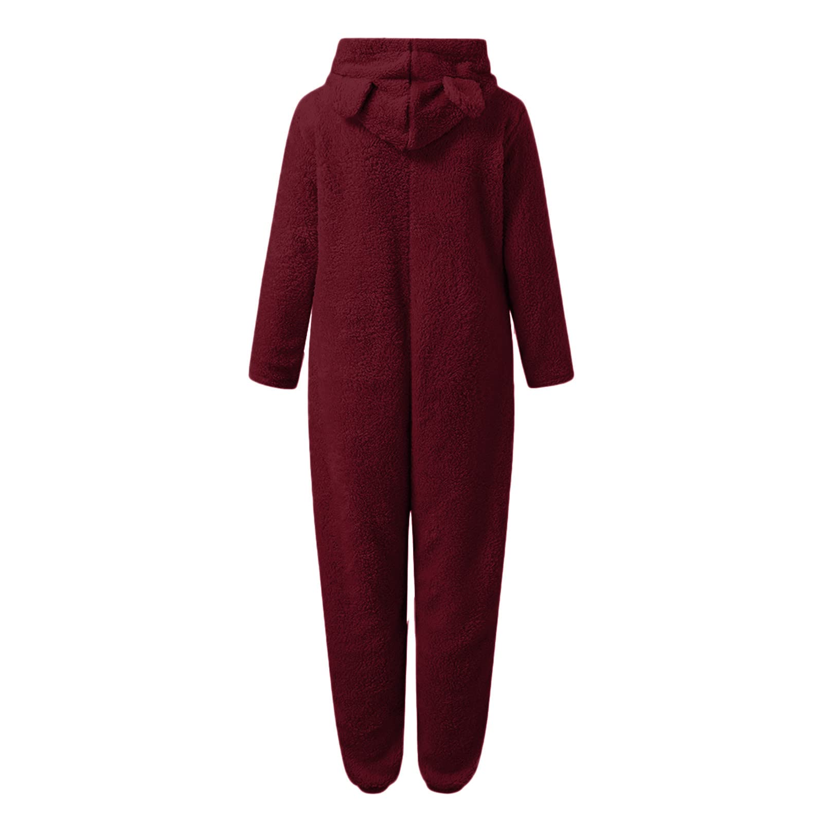 KQIVAM Jumpsuit Damen Teddy Fleece Overall - Kuscheliger Einteiler Mit Kapuze Für Winter