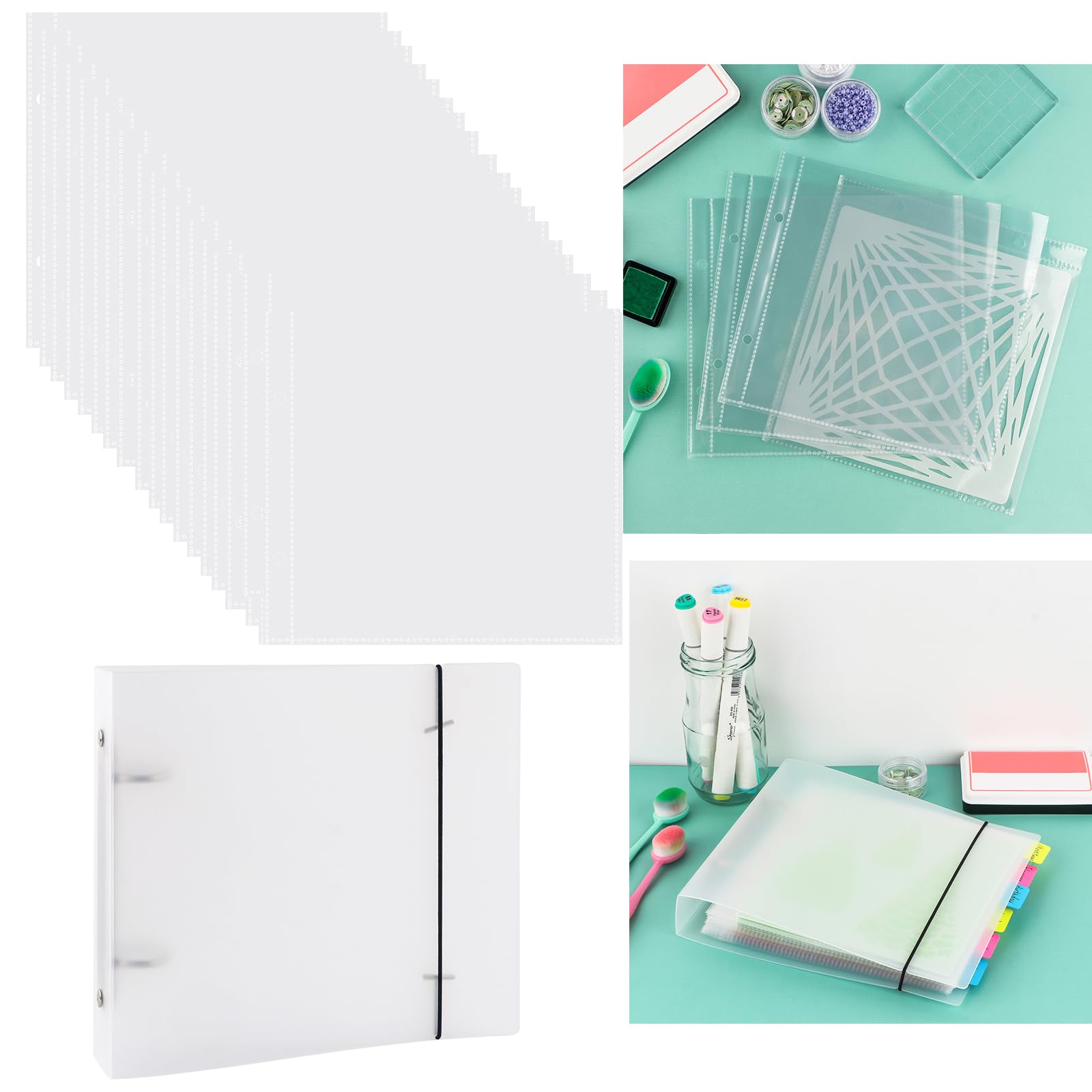 Briartw Cookie Stencil Storage Binder Cover with 20 Pags Stencil Storage Pockets,2 Pockets Per Page, Fit More Stencils,Made Exclusively for Stencils,