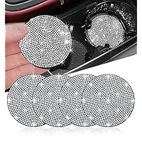 Sylvil 2 Posavasos Brillantes Para Automóvil, 2.75 Pulgadas, Antideslizantes, Con Diamantes De Imitación, Tapete Para Bebidas Automáticas Para Mujeres Y Niñas, Accesorios Universales Para Interiores