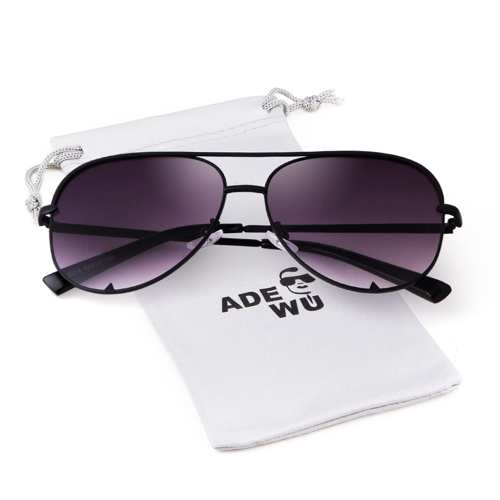 Ade Wuretro Oversized Aviator Sunglasses For Women Classic Black