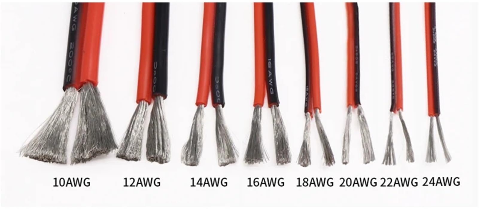 Cable flexible de silicona negra - Cable paralelo de cobre estañado de 10-30 AWG - Clasificación de 600 V, rango de temperatura de -60 a +200 °C(10AWGx2Px5meter)