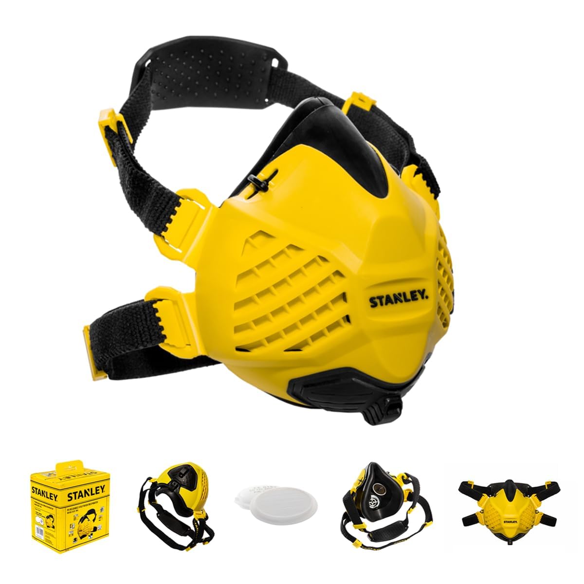 Stanley P3 Dust Mask, Reusable Respirator Mask with Face-Fit-Check Technology & Maximum 99.99% P3 Fitted Filters Stanley P3 M/L