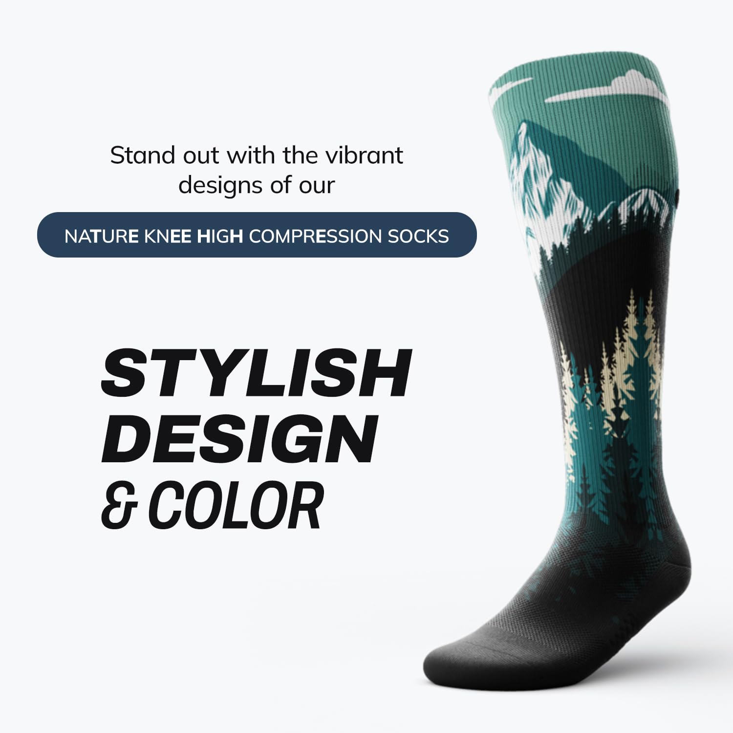 Outway Knee High Compression Socks for Men & Women, Moisture-Wicking Athletic Long Socks, Colorful and Comfortable Fit, Size M/L