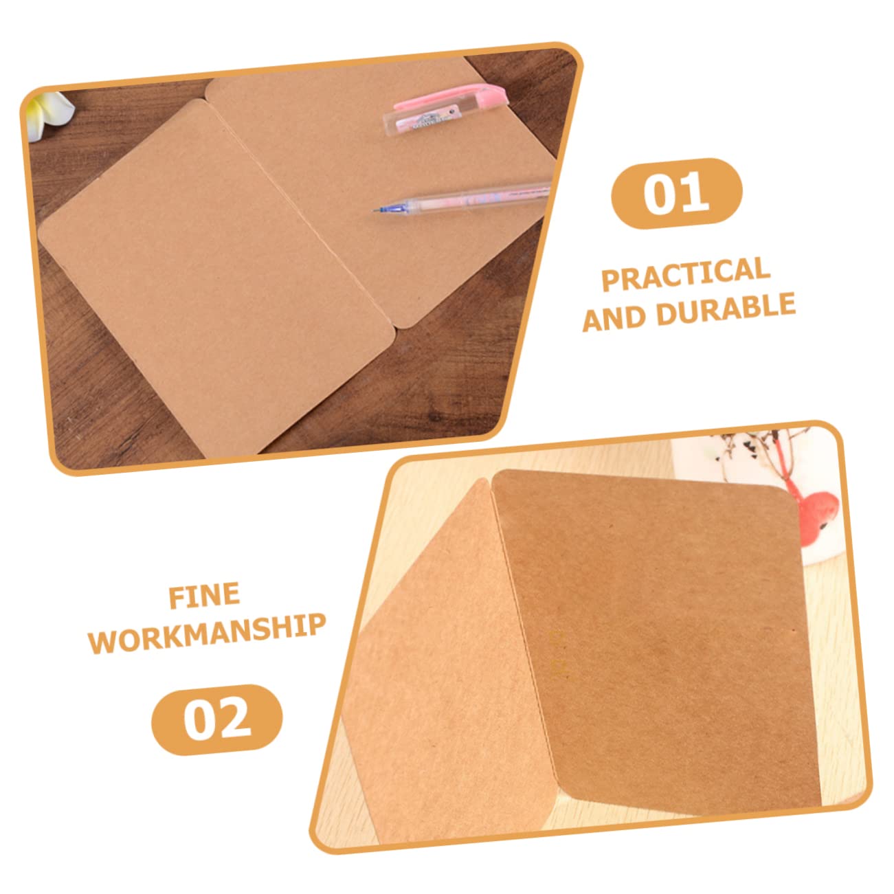 NUOBESTY 100 Stück Faltbare Grußkarten aus Papier Blanko Schlichtes Design für Festtage und Weihnachtsfeiern zum Schreiben von Segenswünschen