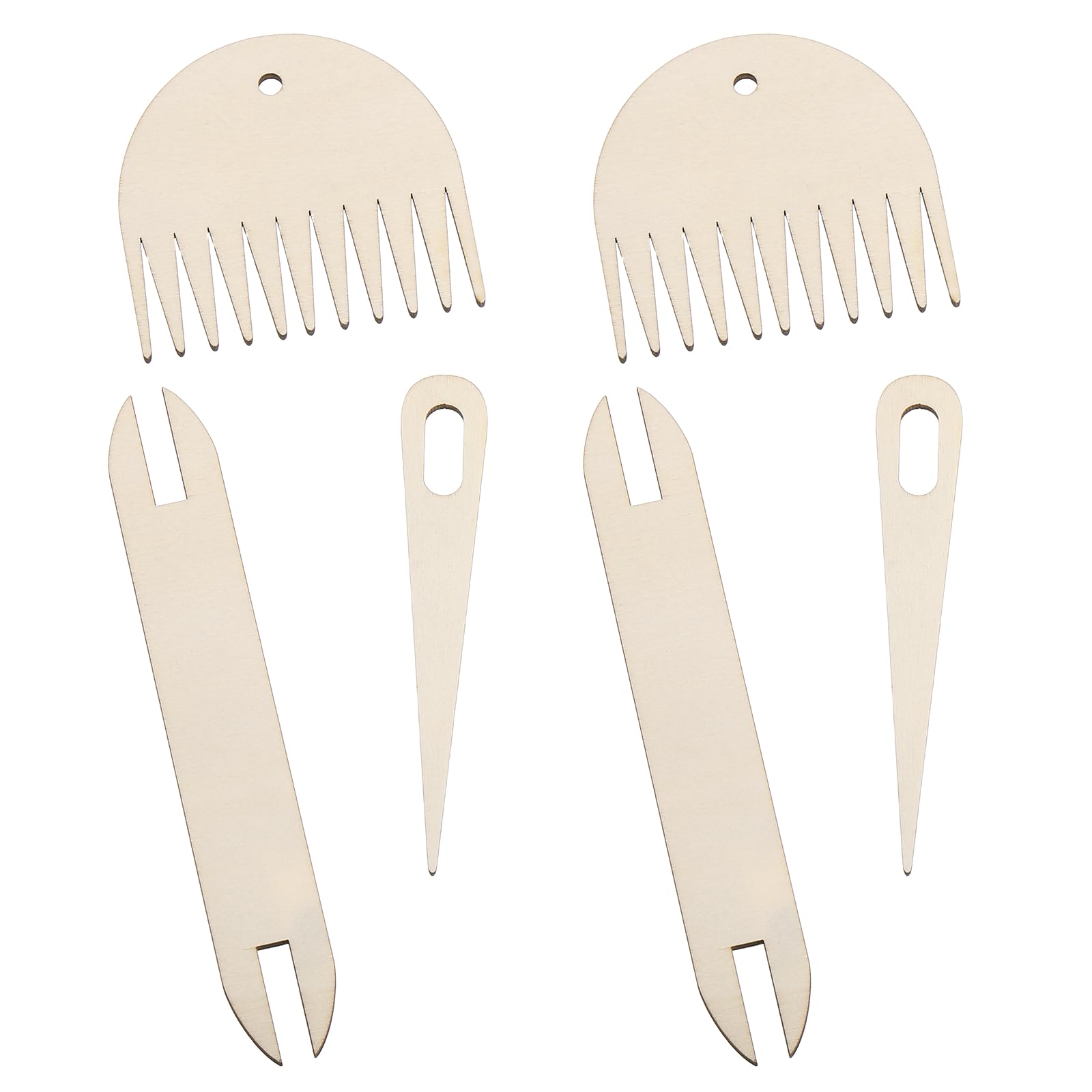 sourcing map Hand Loom Stick Set, 6pcs Knitting Tools Including Wood Weaving Crochet Needle Wooden Shuttle Wood Weaving Comb for Knitting Crafts