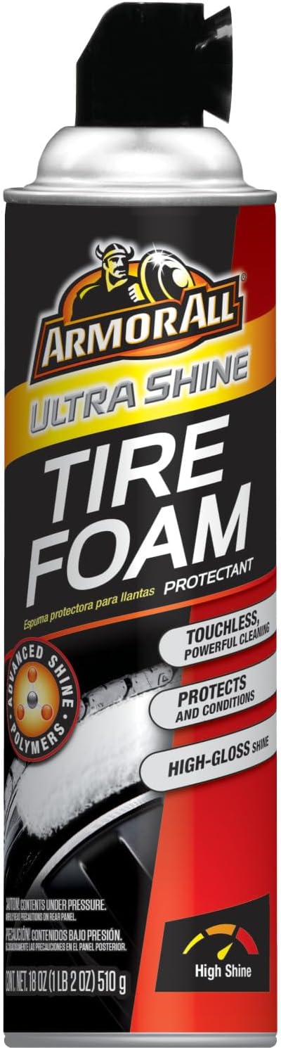 Armor All Car Tire Foam Spray, Tire Cleaner Foam for Restoring Color and Tire Protection, 4 Oz (Packaging May Vary)