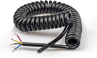 SHEDIE 1 Cable Negro en Espiral de Resorte de 2 núcleos 24/22/20/18/17 AWG Cable Extensible Cable retráctil Cable de extensión de alimentación Cable telescópico elástico 3 Metros(3 M 2Cores 17 AWG)