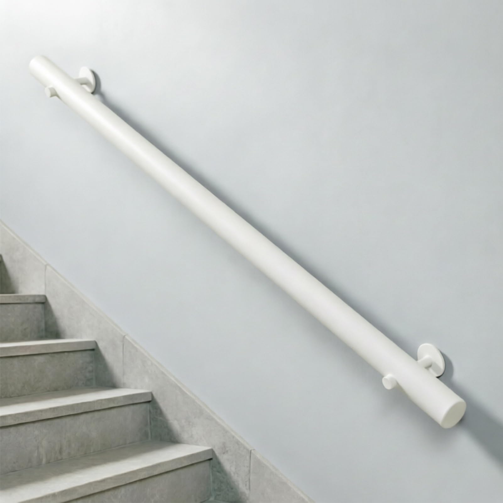 DMCHENGMA Wood Hand Railings for Indoor Stairs Wall Staircase Handrails - White Round Safety Corridor Support Rods(11.5ft/350cm)