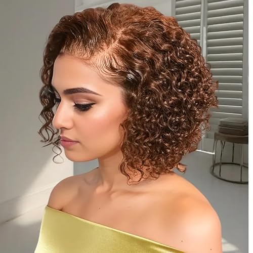 WBTH Highlight Ombre Short Curly Pixie Cut Wigs Human Hair