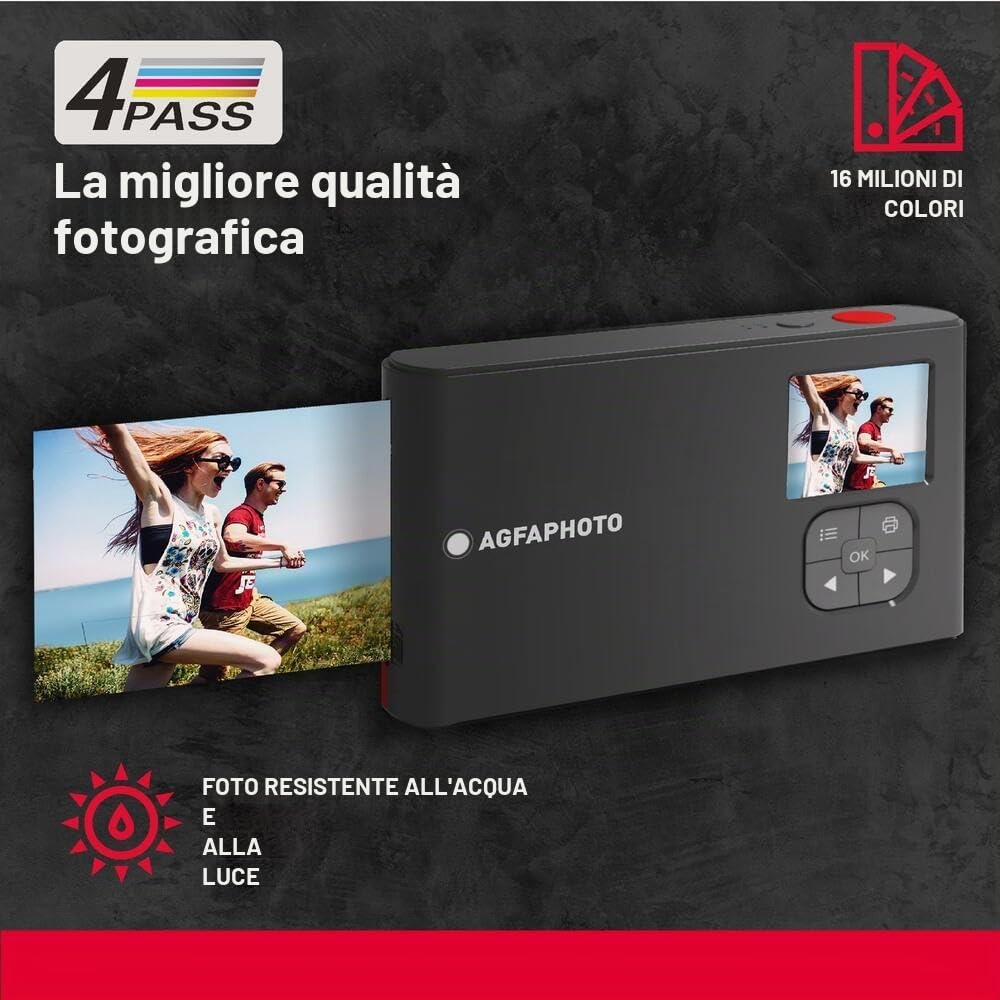 AgfaPhoto - Realipix - Appareil Photo Numérique Instantané avec Impression - Sublimation Thermique - Bluetooth)