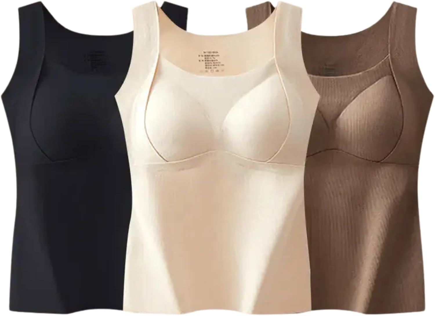 Women's Lifting Shelf Bra Tank 2-in-1 Camisole Slim Fit Bra Merges a Built-In Shelf Thickened and Warm with Shelf 3PCS