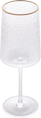 LYOR - Taça de Vinho de Cristal Ecológico Martelado com Fio de Ouro Petra 600ml