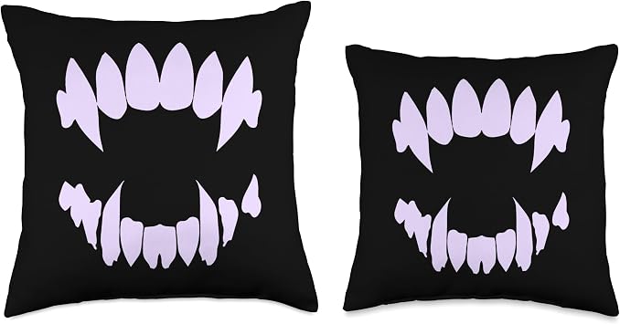 Vampire Fangs Pastel Goth Aesthetic Sad Anime Girl Teeth Throw Pillow