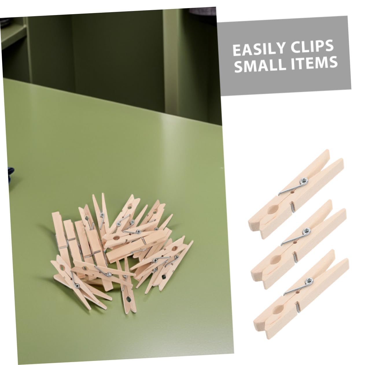 Mollette in Legno Beige 150 Pezzi, Clip Antivento Minimal | Formato Compatto Portatile, Stile Essenziale, per Bucato e Appendere Foto in Interno O'aperto