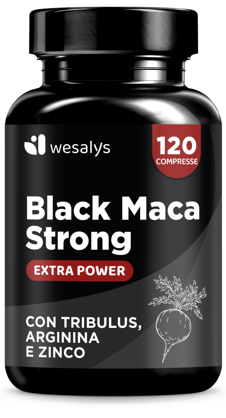 Maca Peruviana Nera Estratto Puro 20:1, 30.000 mg + Tribulus Terrestris + Arginina + Zinco | Integratori Made In Italy | Mass | Maca Wesalys