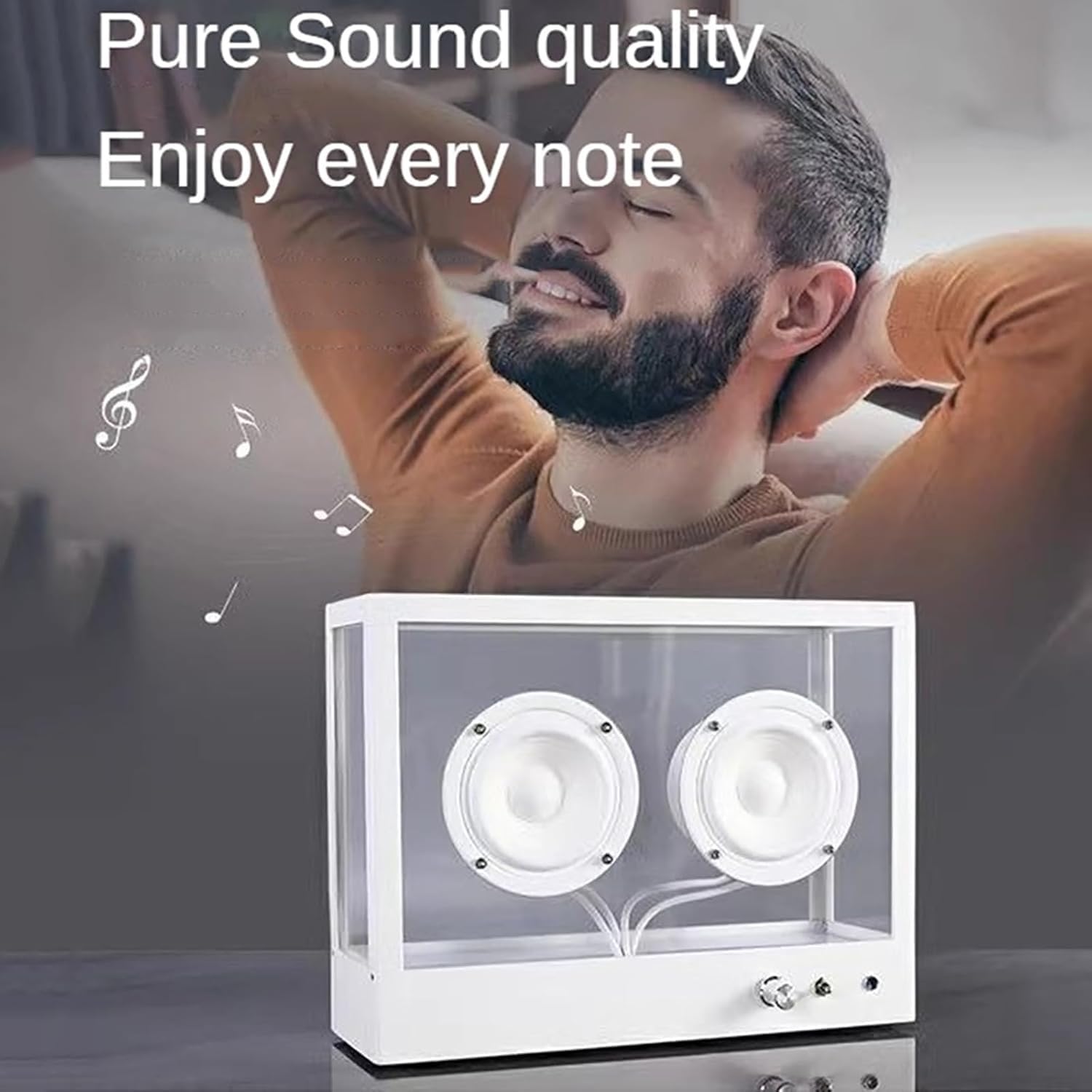 Altoparlante Bluetooth a cassetta, portatile, minimalista, con riproduzione USB/AUX, perfetto per regalo, ufficio e soggiorno, design trasparente