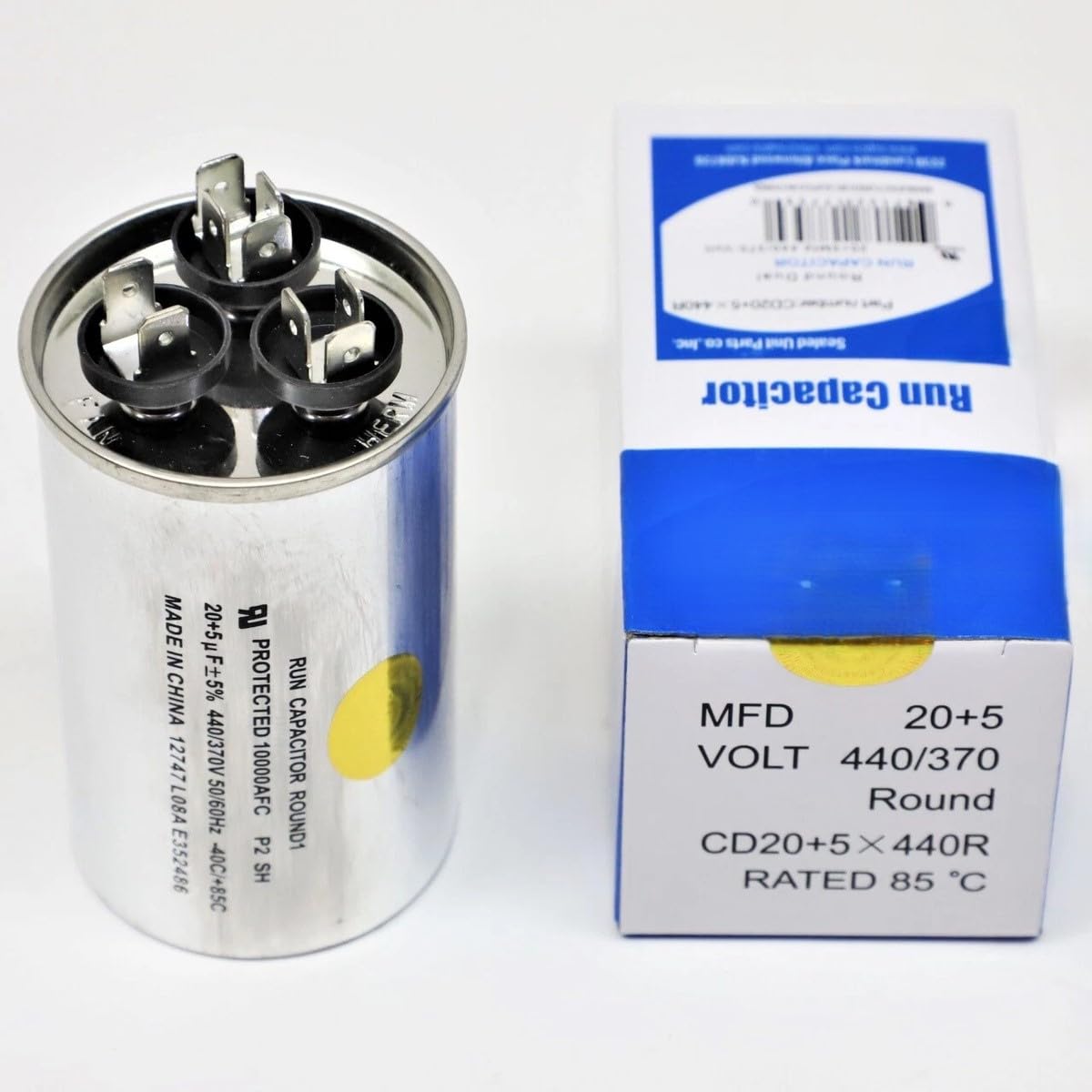 Replacement for Supco CD20+5X440R HVAC Motor Round Dual Run Capacitor 20 + 5 MFD 440 Volts Compatible with Supco.