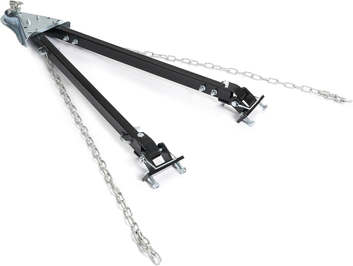 ALMULOO 5000 lbs Adjustable Universal Tow Bar with Chain for 2" Trailer Ball Hitch Mounting Area Ranges from 24" to 41" Wide Steel Powder Coated Black