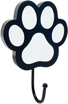 Wooden Dog Paw Wall Mounted,Dog Leash Holder Cute Key Holder for Wall,Dog Decor,Coat Hook for Wall Decorative Home Farmhouse Indoor,Dog Themed Gifts,Great Gift for Dog and Cat Lovers, Black