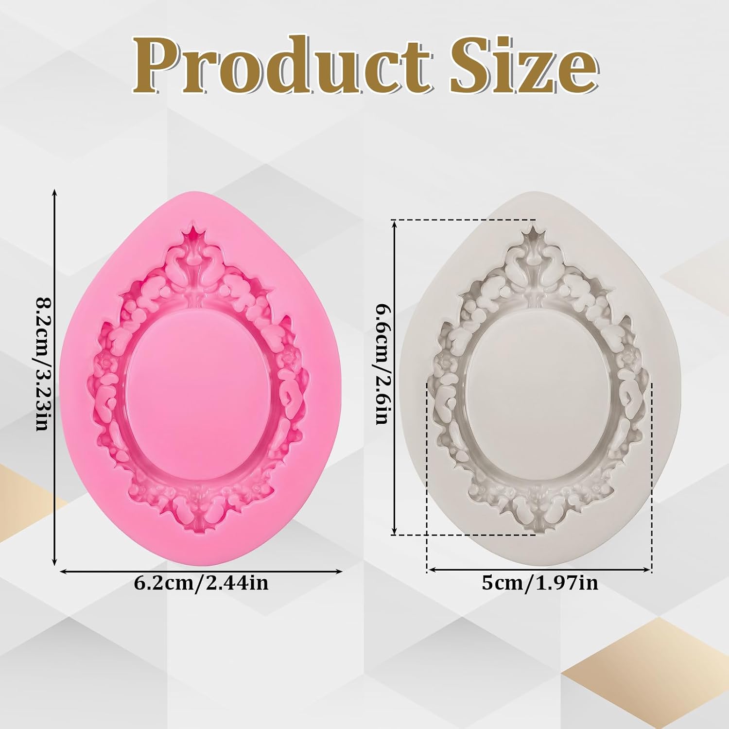 Jeffdad 2 PCS Photo Frame Silicone Molds, Photo Frame Fondant Molds
