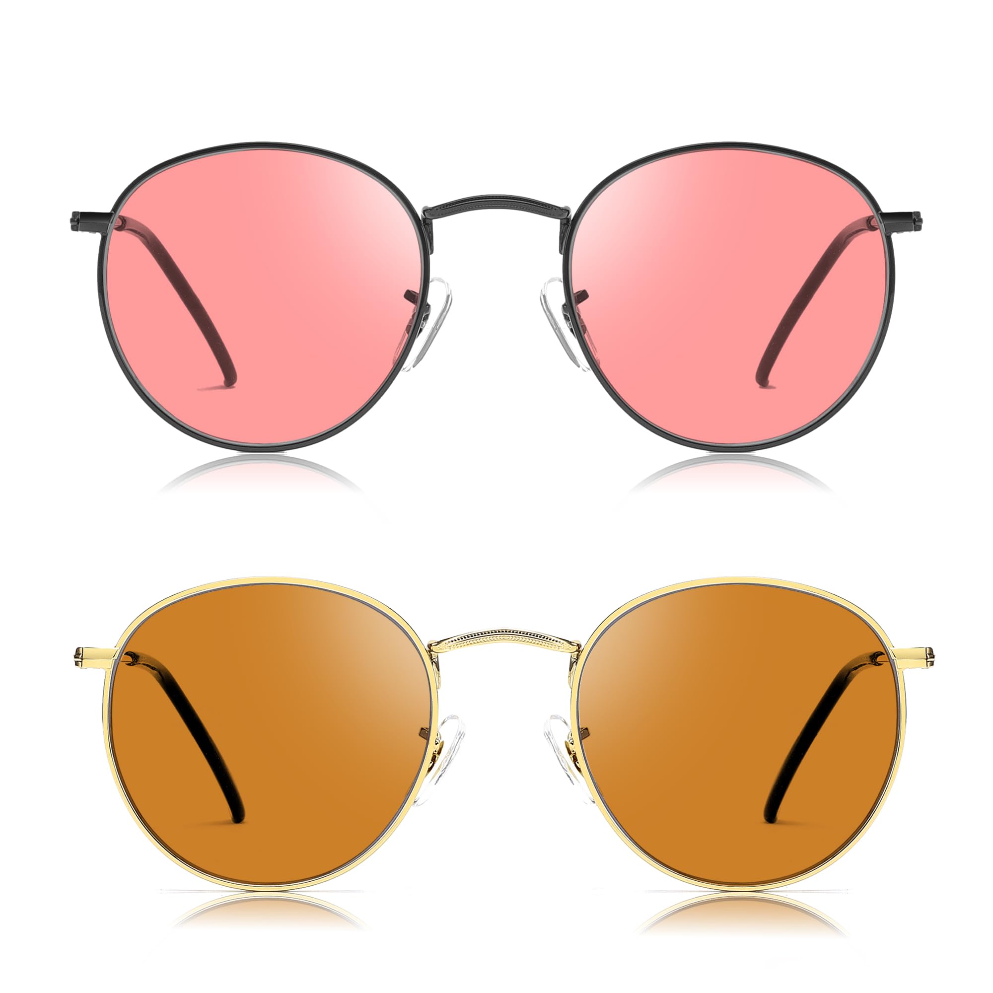 JF5002 - Gafas de sensibilidad a la luz y a la migraña teñida para interiores y exteriores (41 rosa y exterior, fluorescente-60 marrón)
