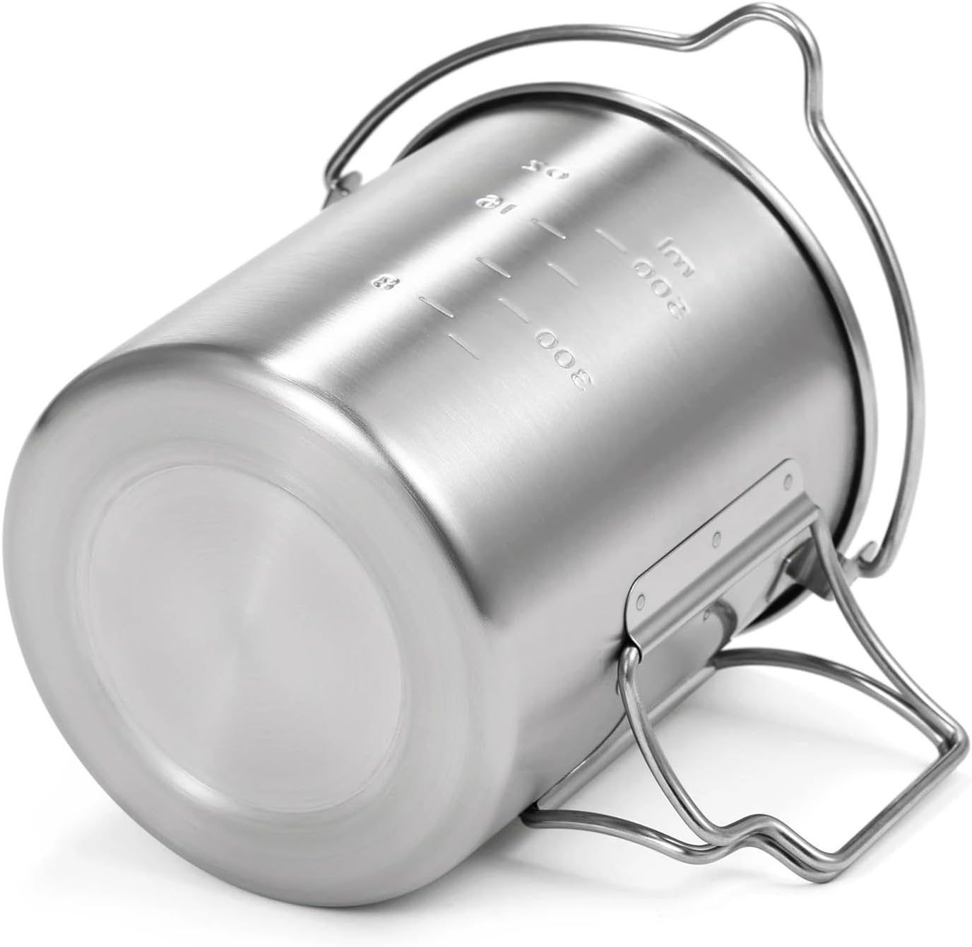 750ml Stainless Steel Pot With Lid Hanging Portable Foldable Handle Water Cup For Outdoor Camping Cooking Hiking Picnic