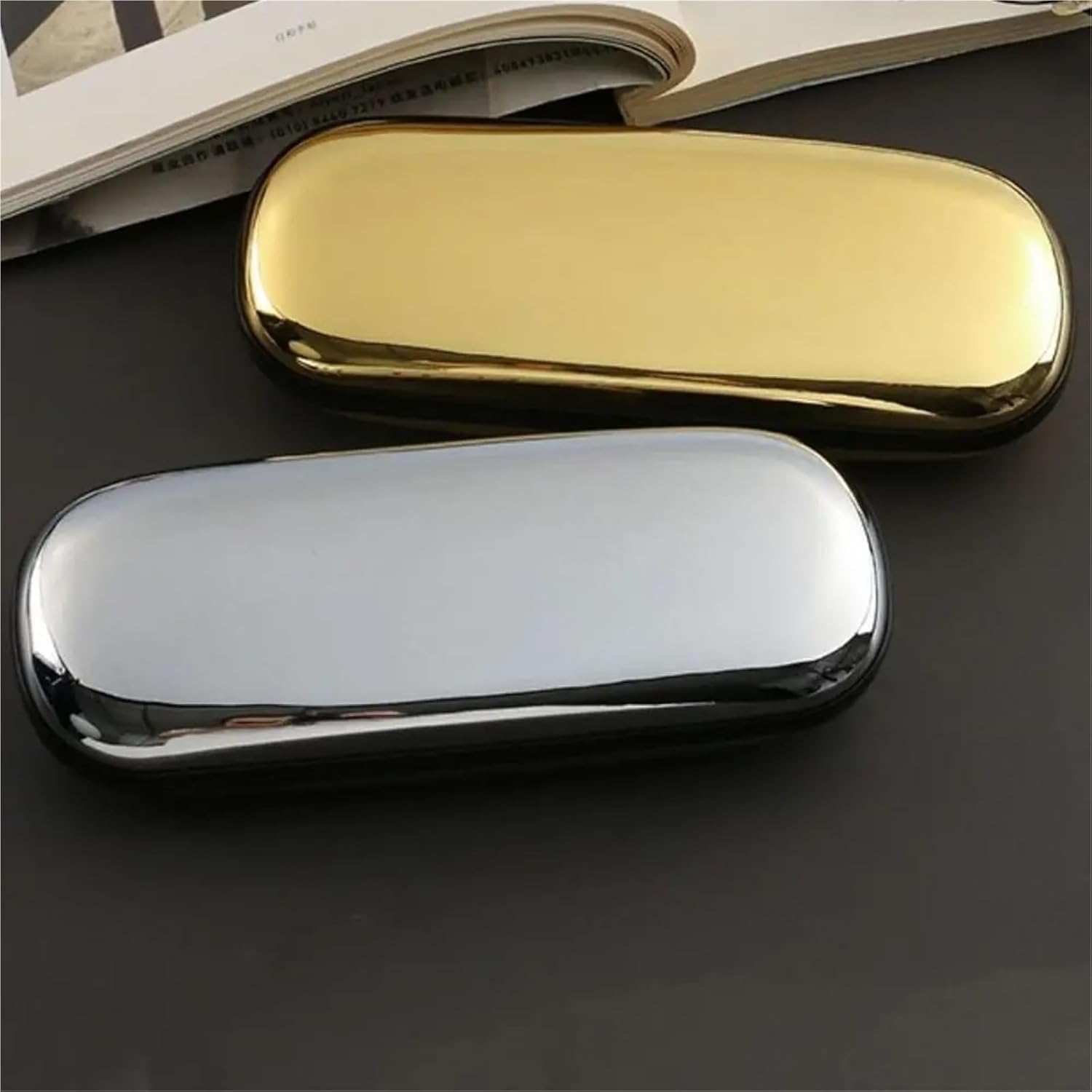 Brillenetui 2pcs Tragbare Metall Hartschale Brillenbox Box Brillenetui Brillenetui Brillenetui Für Frauen, Silver