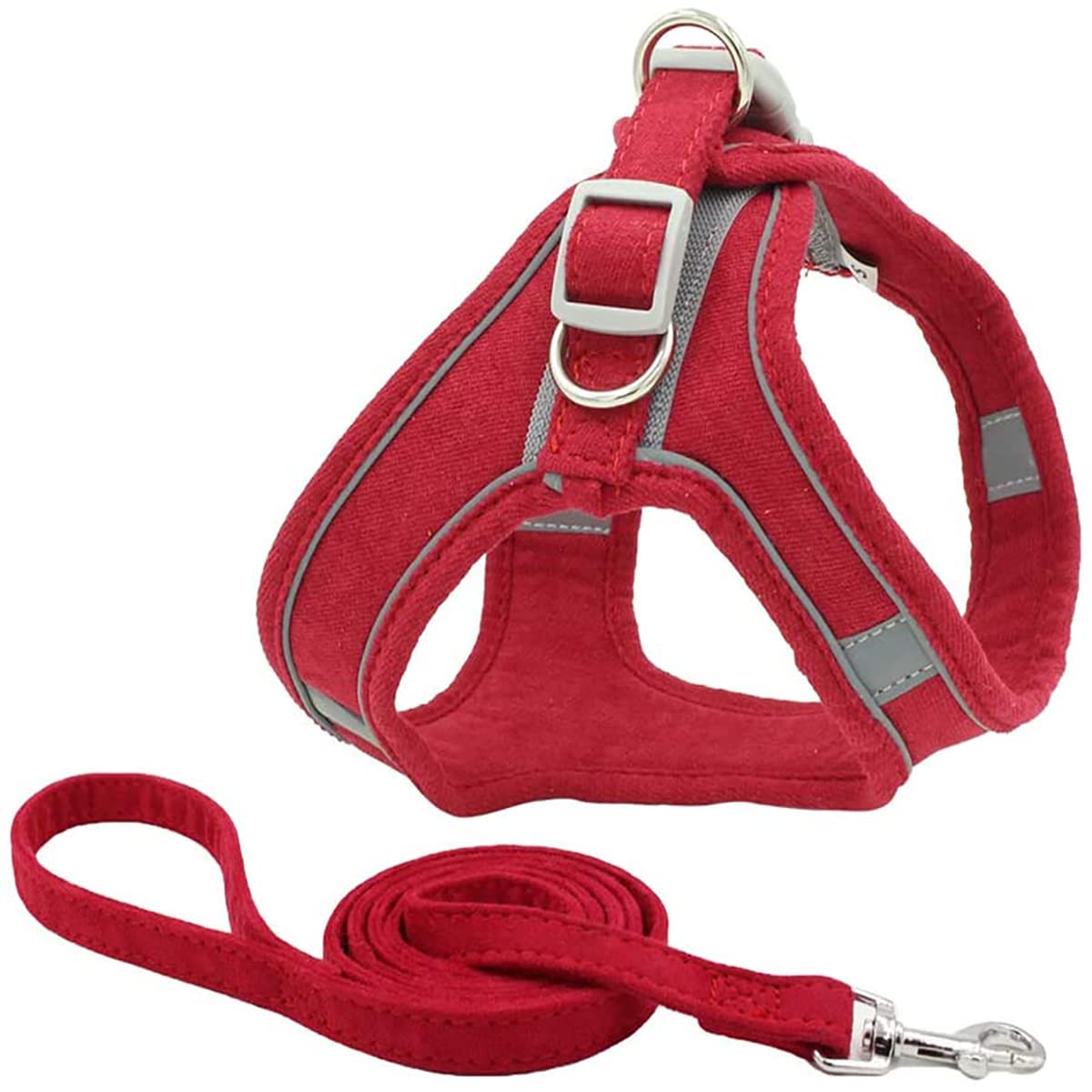 Dog Harness and Leash Set Dog Chest Strap Pet Vest Harness with Handle Adjustable Reflective Dog Harness for Small Dog Medium Dog Cat Red 2XS