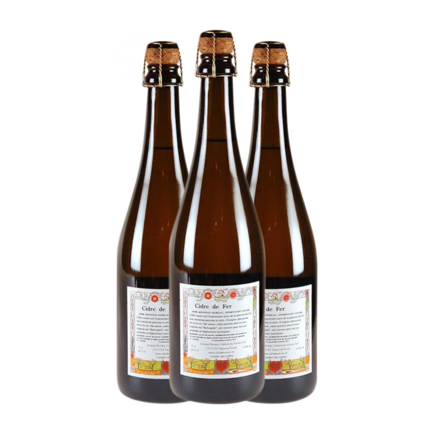 Cidre Cidrerie du Vulcain Cidre de Fer Mosseux Extra Trocken 75 cl (Schachtel mit 3 Flaschen von 75 cl)