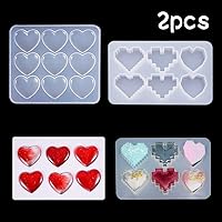Vista 5 de Molde epoxi en forma de corazón de 2 estilos DIY molde de silicona de fundición de resina para hacer llaveros colgantes de corazón de amor