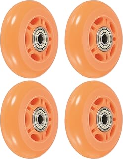 PATIKIL 70mm OD Inline Skate Wheels with Bearings, 4 Pack 82A Roller Skate Wheels Replacement Accessories for Single Row Skate Caster Board Indoor or Outdoor, Orange