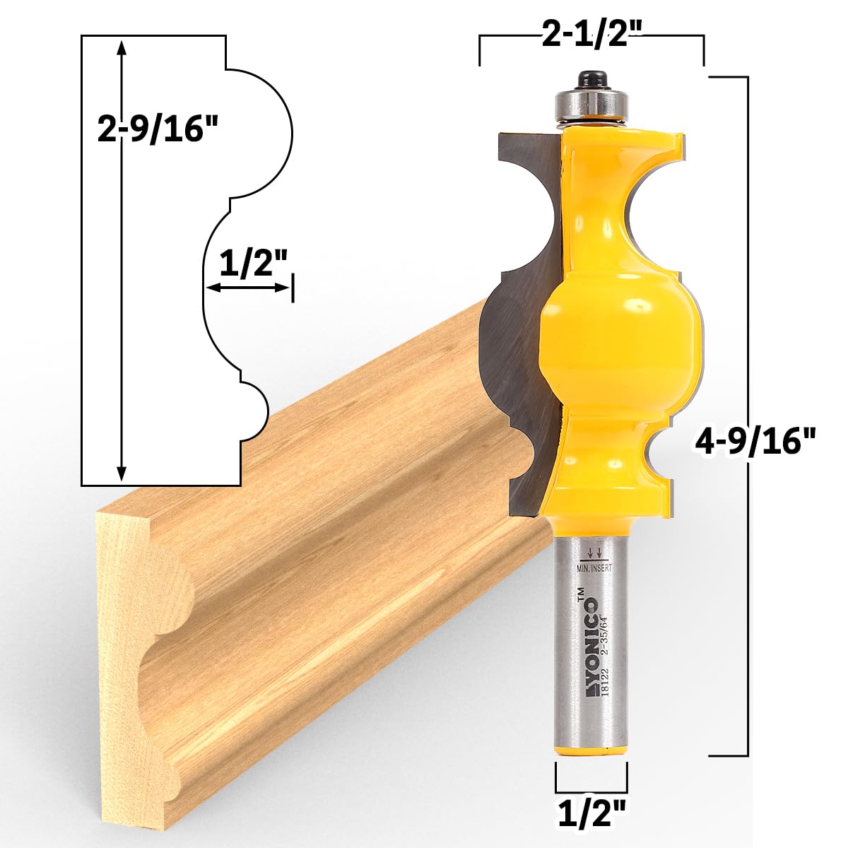 Amazon.com: YONICO Chair Rail Molding Router Bits 2-9/16-Inch 1/2
