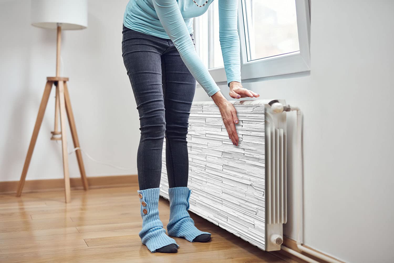 Magnet Heizkörperverkleidung Heizkörperabdeckung Weiss Ziegel 140x60 cm Heizung Abdeckung Verkleidung Magnetische Abdeckmatte Kühlschrank aus Einem Flexiblen Magneten Digitaler Aufdruck
