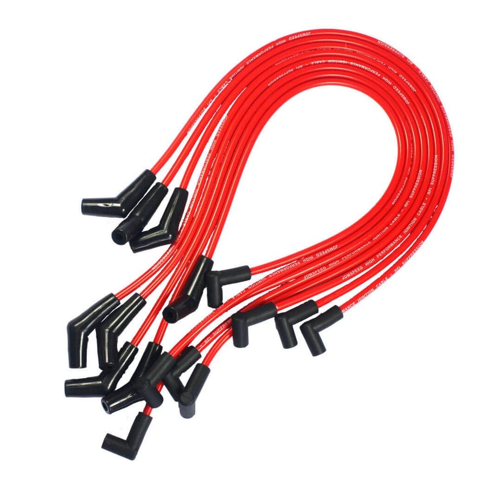 HEI RED Spiral Core Spark Plug Wires 45 Degree End for BBC for Chevy 396-427-454-502