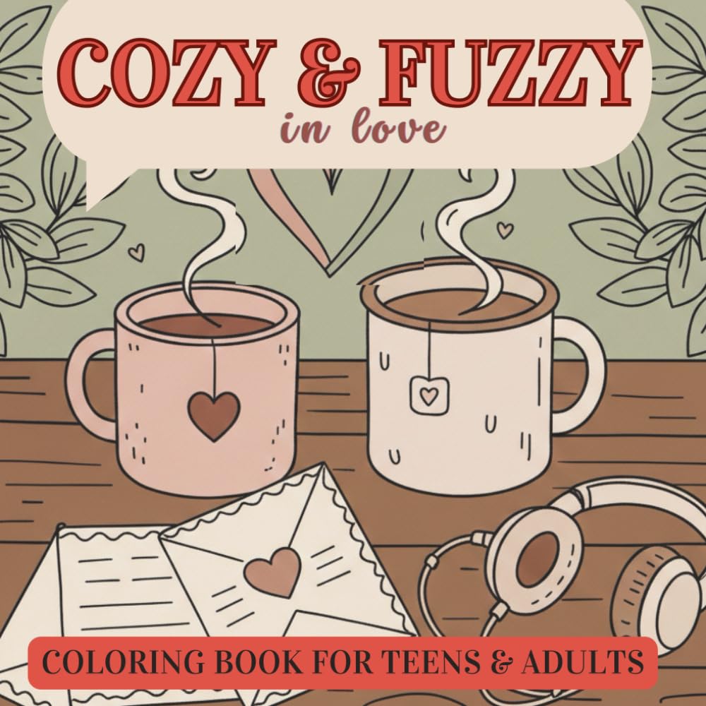 Cozy & Fuzzy in Love: Coloring Book for Teens & Adults: Sweet Everyday Moments, Cozy Love Scenes and Heart Mandalas for Relaxation