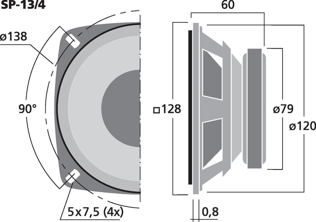 Monacor SP-13/4 5 cali 12,8 cm szerokopasmowy 20 W 4Ω