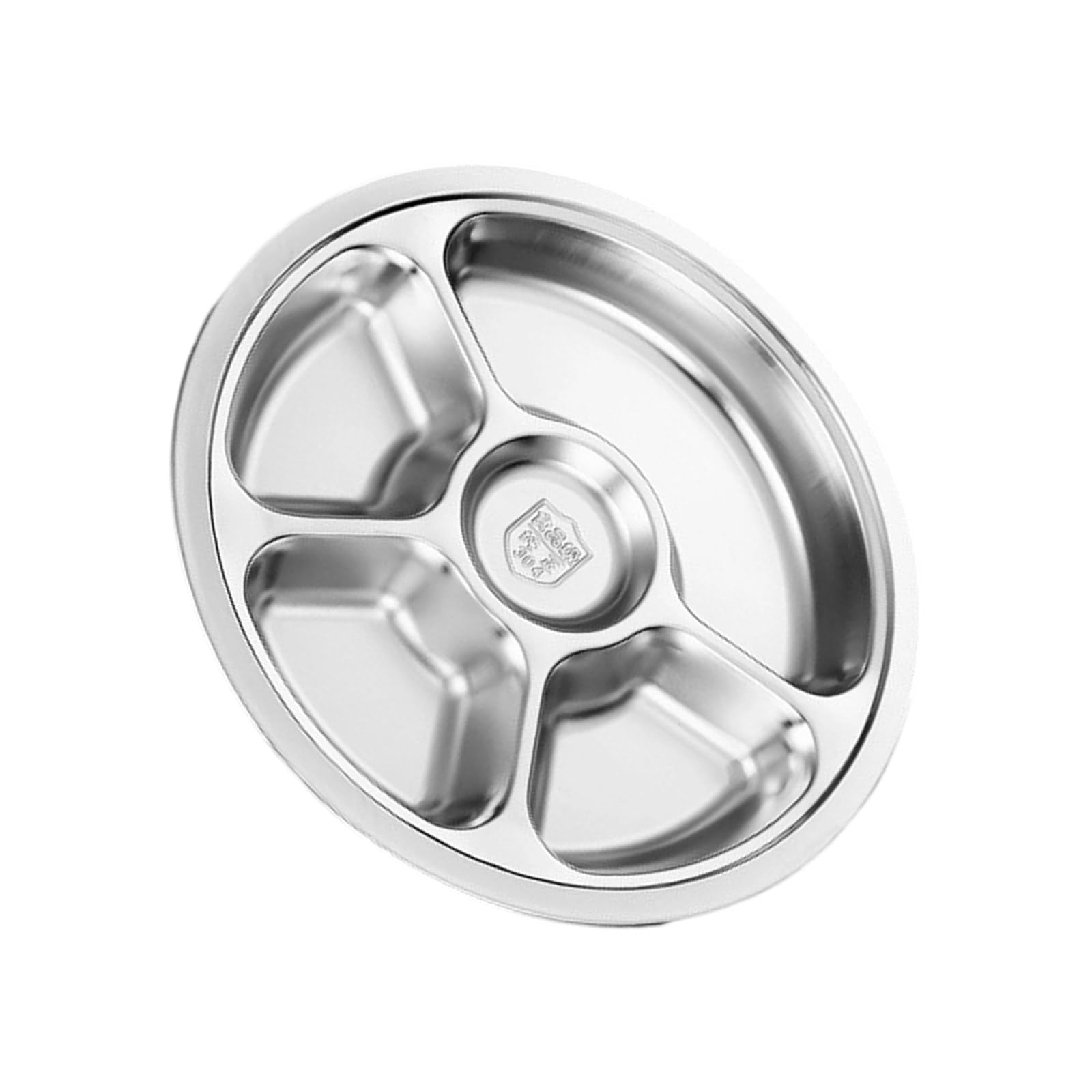 PIEXANGH Multi Section Stainless Steel Round Serving Plate 28cm Perfect for Meal Organization Microwave Safe Dishwasher Safe Multi Compartment Serving Plate