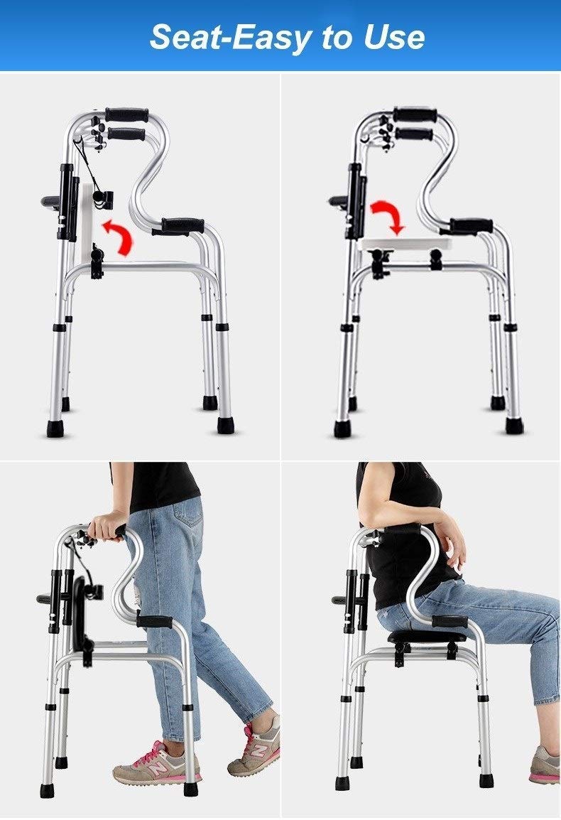 Andador, andadores pesados para personas mayores, andador vertical plegable de tamaño grande, en casa exterior interior, adultos mayores personas altas mujeres Todo está bien (sin ruedas)